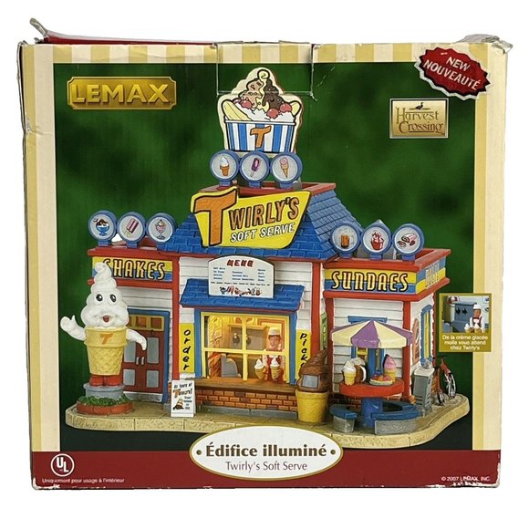 Lemax Village Ceramic TWIRLY'S SOFT SERVE Ice Cream 2007 Light Box Rare - Picture 2 of 14